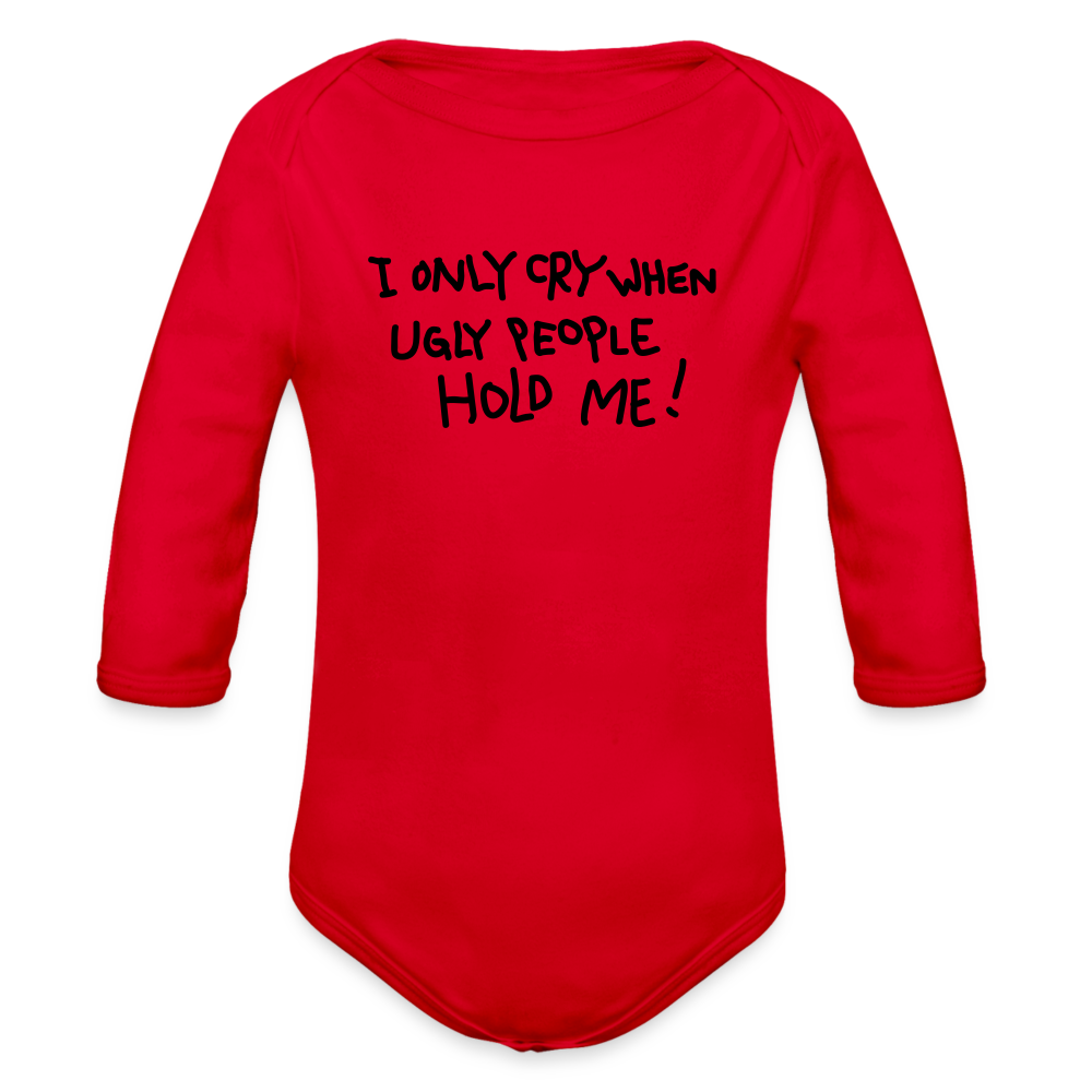 Organic Long Sleeve Baby Bodysuit - red